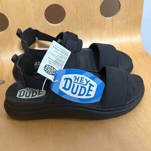 New Women's Hey Dude Velcro Mono Black Sandals Collins Comfort Sole Size 9